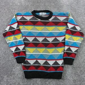 Vintage JJ Cochran Sweater Mens Large Multicolor Geometric Knit Made in USA